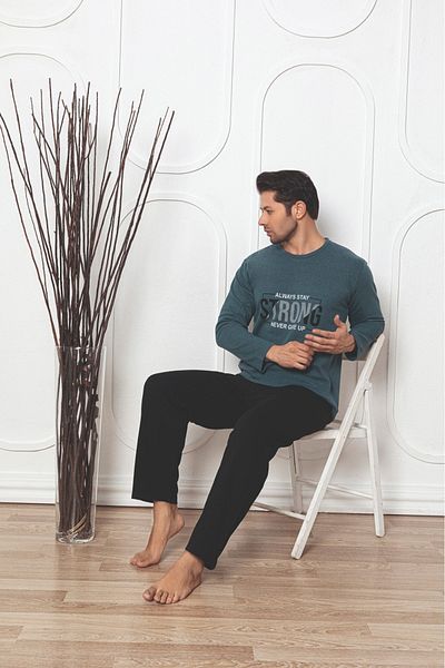 CALİA Men's Long Sleeve Pajama Set 2 Thread Raster Winter New Season