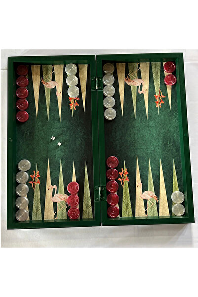 SERA Special Series Medium Size Wooden Backgammon with Flamingo Figure 44/44cm