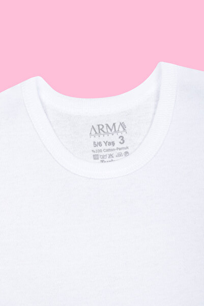 Arma Yıldız 2 Pack Girl's Long Sleeve Undershirt T-Shirt White Badi 100% Cotton