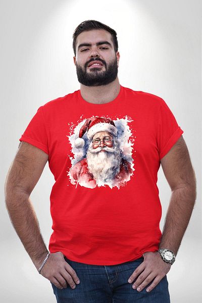 Angemiel Happy Christmas New Year Design - Red, Plus Size, Men's Women's Unisex Basic Front Printed T-Shirt