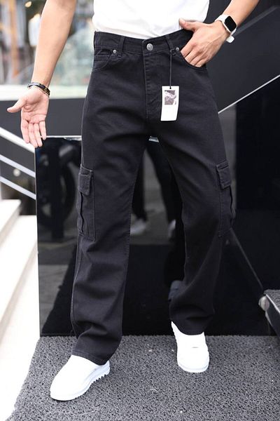 FRANKNESS JNS Men's Baggy Comfortable Cut Cargo Pocket Pants
