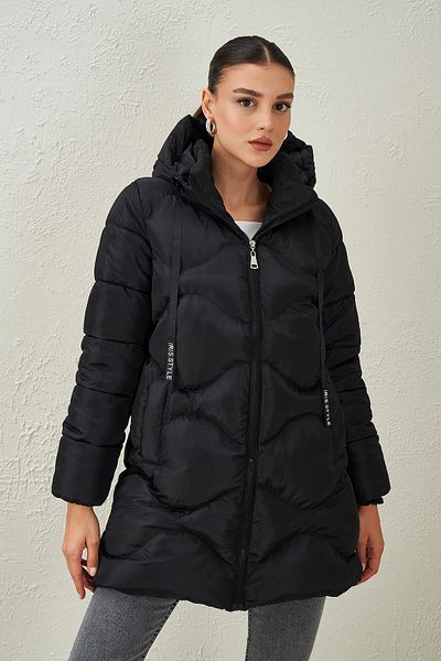 TENA Women's Black Quilted Stitched Coat