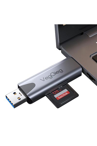 Veggieg Type-C and USB 3.0 Sd-Microsd Tf Card Reader