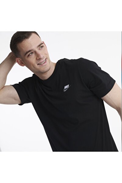 Nike Club Tee Erkek Siyah Yuvarlak Yaka Tişört AR4997-014