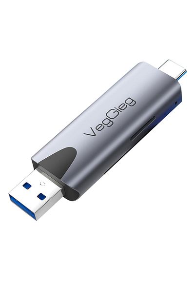 Veggieg Type-C and USB 3.0 Sd-Microsd Tf Card Reader