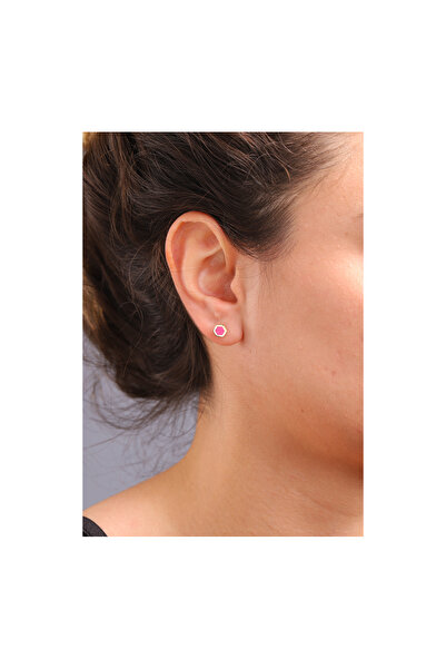 Diamond Line-Gülaylar 14 Ayar Sarı Altın Mineli,Geometrik Figürlü Küpe