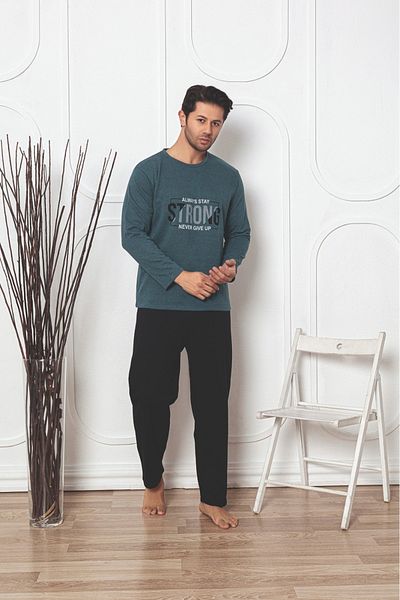 CALİA Men's Long Sleeve Pajama Set 2 Thread Raster Winter New Season