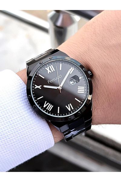 Ferrucci Steel Cord Ion Plated Calendar Dial 30 Mt Water Resistant Men's Wristwatch Bgf.13874.2