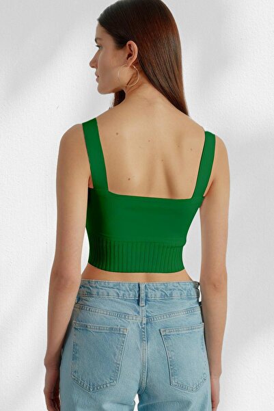 TENA Women's Green Strappy Crop Tank Top