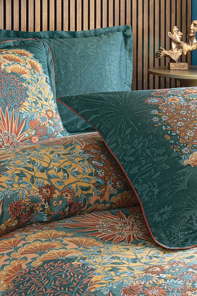 Puffy Green Satin Duvet Cover Set - Mavro Battal Size