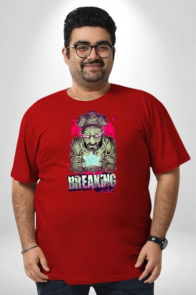 Angemiel تي شيرت أحمر كبير الحجم للجنسين من Breaking Bad - موديل أساسي مطبوع من الأمام