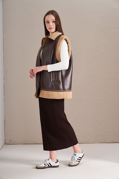 Mevra Brown Fur Vest