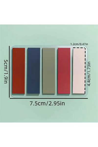 NaSaDAN 5 Colors Dark Tones Transparent Postit Note Paper Bookmark 100 Sheets