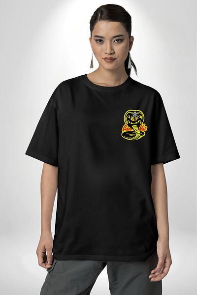 Angemiel Cobra Kai Karete - Kids Snake Logo Series Black Oversize T-Shirt
