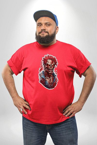 Angemiel تي شيرت Walking Dead Zombie - أحمر، مقاس كبير، للرجال والنساء للجنسين