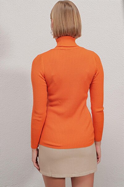 TENA Women's Orange Ribbed Fisherman Knitwear Sweater