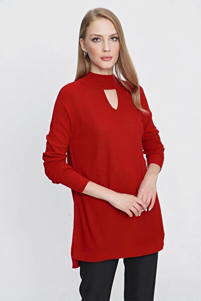 TENA Women's Red Knitwear Sweater with Window on the Front