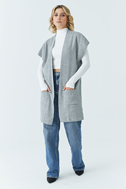 ModaPlaza Γυναικείο κοντό γιλέκο τσέπης 4164