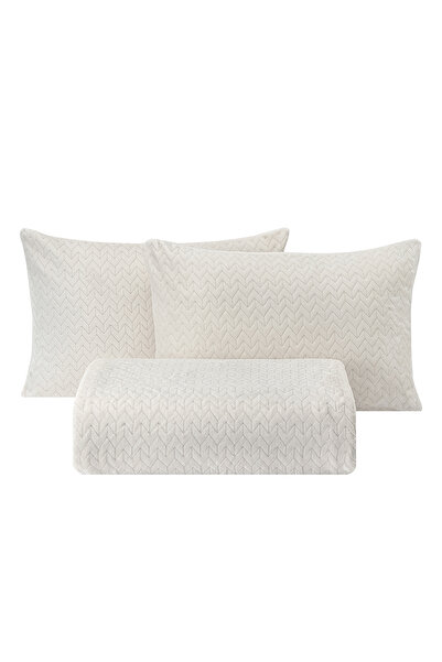 Puffy Lines Çift Kişilik Yatak Örtüsü Seti - Şampanya