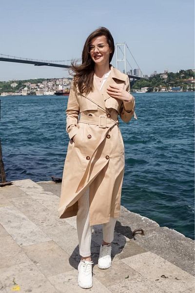 PASTELASTORE Stretchy Cotton Gabardine Long (110CM) Unlined Women's Trench Coat 1117