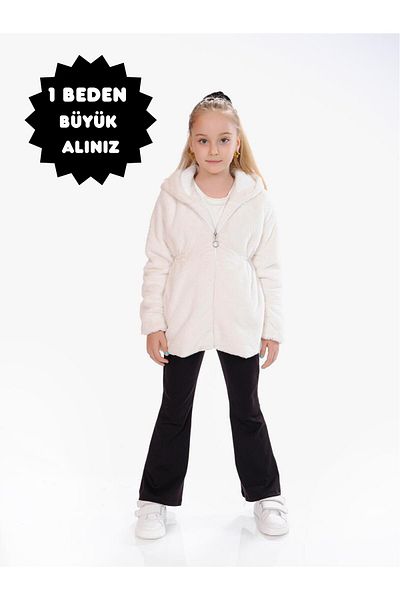 Kamex Girl's Plush Coat with Welsoft Inside White