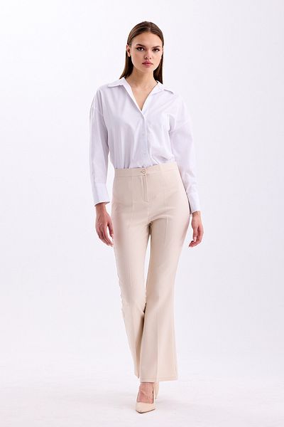 PASTELASTORE High Waist Flared Leg Women's Trousers - Fabric 3345