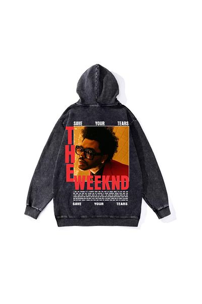 Touz Moda Πλένεται The Weeknd Vintage φούτερ με κουκούλα