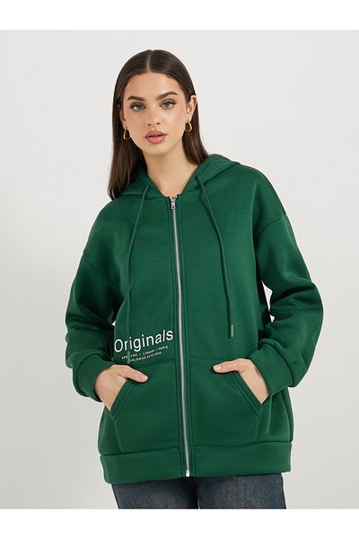 Styli Printed Dropped Shoulder Hooded Sweatshirt