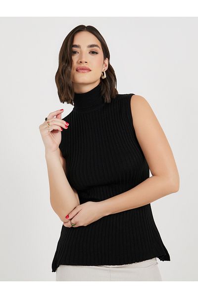 Styli Fitted Regular Length Sleeveless Turtle Neck Sweater