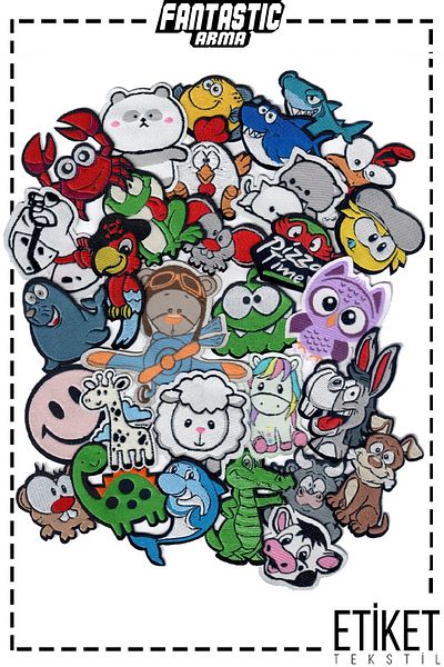 FANTASTIC ARMA Set de 30 de patch-uri cu figuri de animale drăguțe - țesătură adezivă cu fier de călcat (30 bucăți)