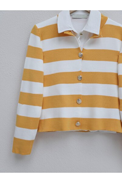 Modamorfo Ringelli fém gombos rövid kardigán - mustár