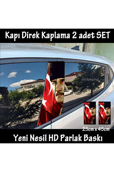 Automod ayyıldız atatürk folyo - 2adet yan kapı direk kaplama sticker yapıştrma