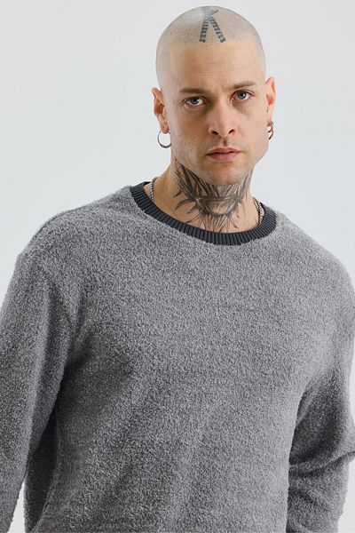 MADZEYMODA Ανδρικό βελούδινο φούτερ με λαιμόκοψη Premium Mz32033