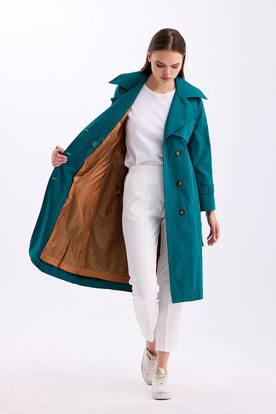 PASTELASTORE 100% Cotton Gabardine Long (110cm) Lined Belted Women's Trench Coat 1111