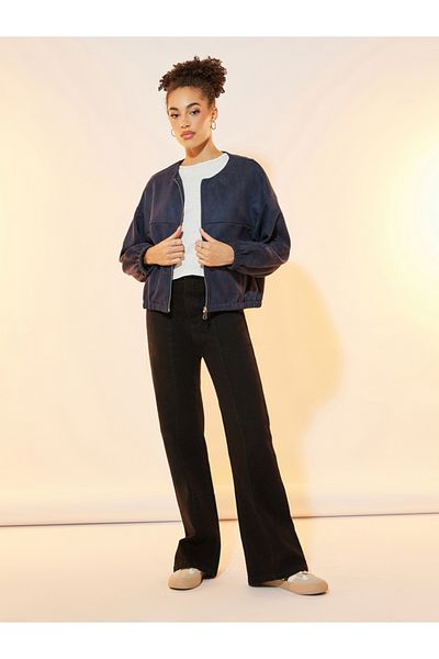 Styli Suede Look Front Zip Regular Fit Jacket