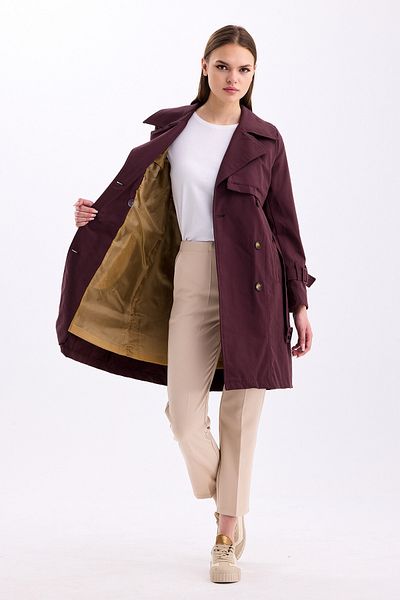 PASTELASTORE 100% Cotton Gabardine Midi (95cm) Lined Belted Women's Trench Coat 1113