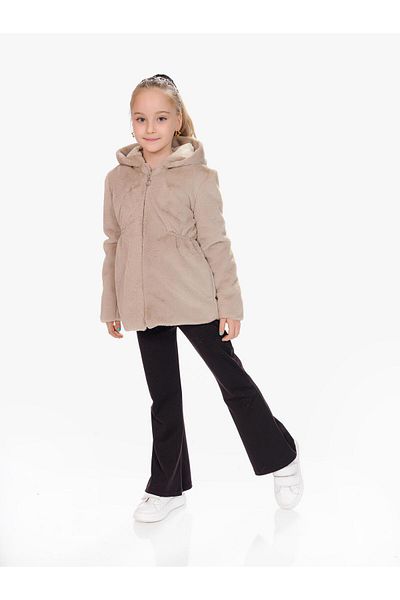 Kamex Beige Girl's Plush Coat - Welsoft Inner Design