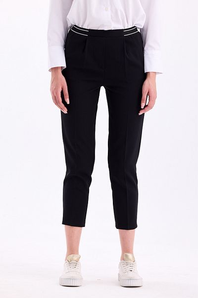 PASTELASTORE High Waist and Ankle Length Narrow Leg Women's Trousers 3333 - Waist Detail and Elastic
