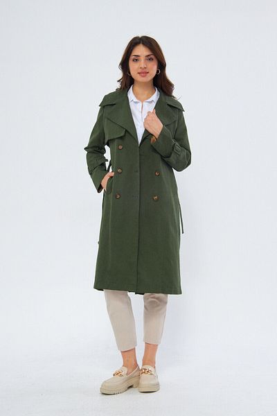 PASTELASTORE 100% Cotton Gabardine Long (110cm) Lined Belted Women's Trench Coat 1111