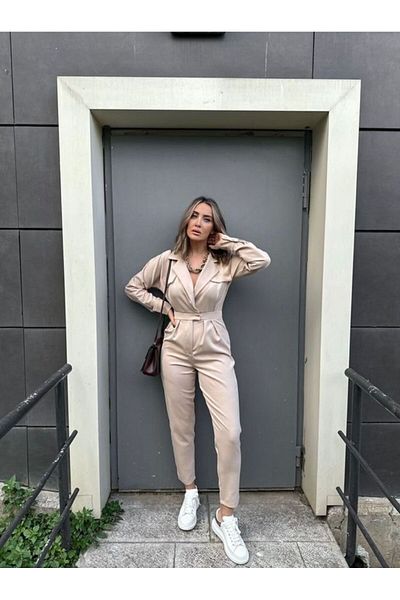 decision fashion Jacket Collar Jumpsuit
