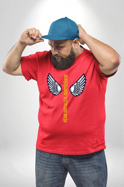 Angemiel تي شيرت Red Flying Dreams Angel Wings - تي شيرت أساسي بمقاس كبير