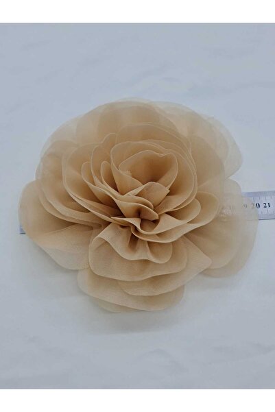 Esteks Dantel ve Tekstil Aksesuarları Iğneli Yaka Çiçeği Broş TÜL Kumaş Çiçek Gül Broş 20 CM