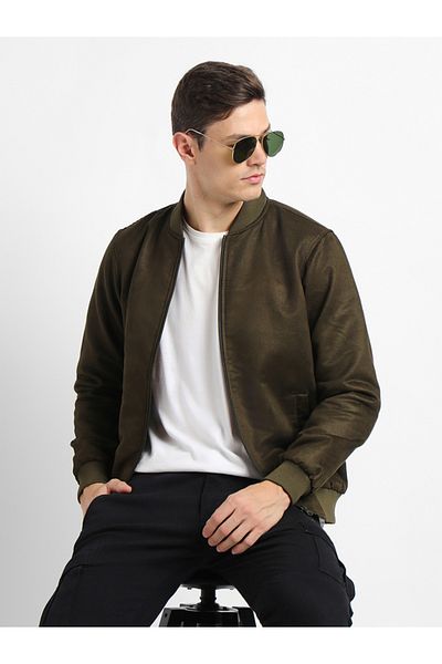 Dennis Lingo By Styli Regular Fit Suede Look Bomber Jacket