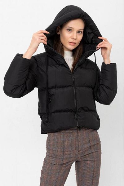 PASTELASTORE Palton puf scurt cu glugă pentru femei, cu buzunare 2112