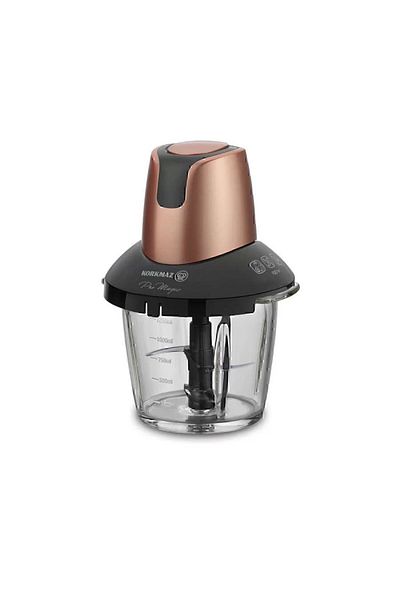 KORKMAZ A460-05 Pro Magic 4 - Black Rosagold Glass Chopper with Blade