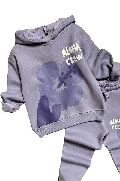 Riccotarz Σετ φόρμας για κορίτσια Aloha Crew Digital Print με κουκούλα λιλά