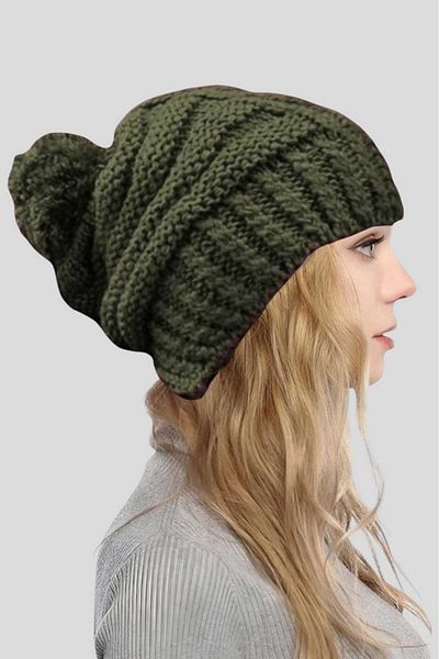 Uniquetrenders Women's Thick Knitted Beanie with Pompom