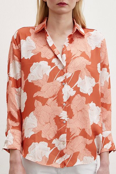 Never more V-Neck Satin Shirt Tile