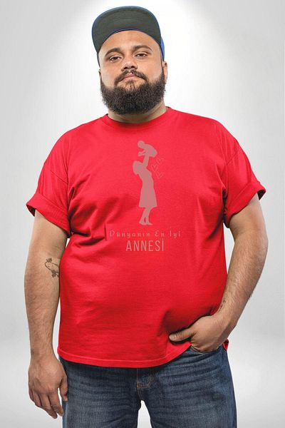 Angemiel تي شيرت أحمر للجنسين - مقاس كبير، مطبوع من الأمام، لعيد الأم