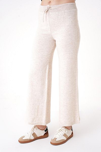 CHUBA Women's Wide Leg Regular Fit Knitwear Trousers Beige 24W120